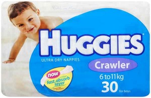 Huggies Nappies Crawler Boy 30 Pack
